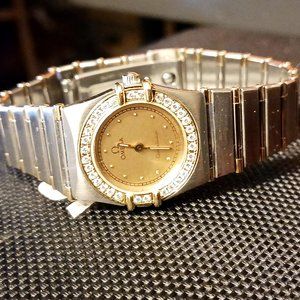 Omega Constellation Women Diamond Bezel 23mm Mini S.S Steel/18K Yellow Gold +Box